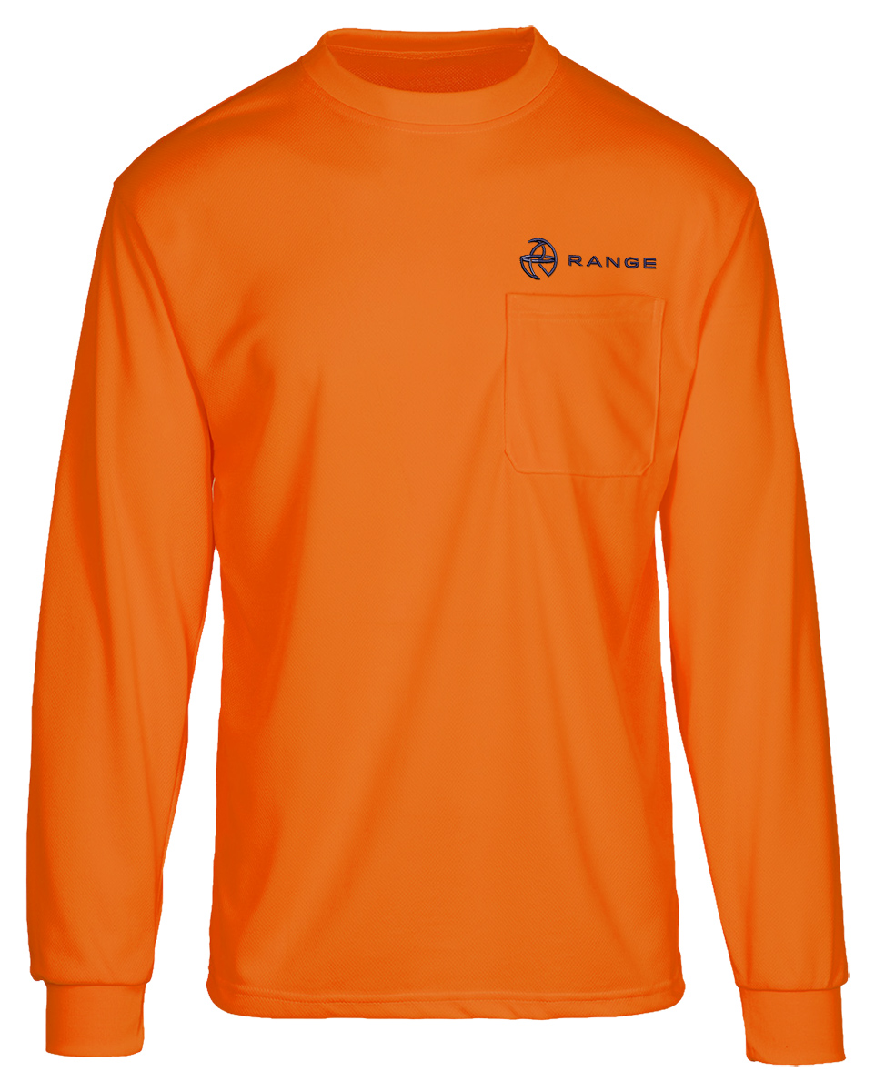 Hi-Viz Moisture Wicking Long Sleeve Tee – Safety Orange – Range Swag